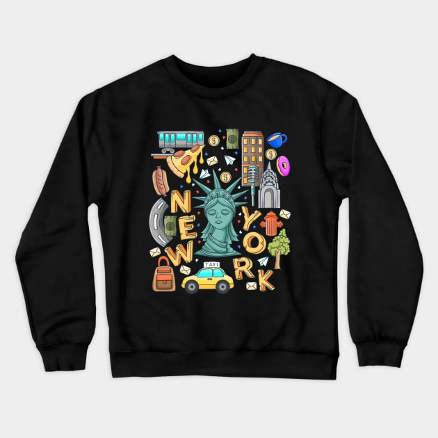 New York City Doodle Crewneck Sweatshirt by NomadicQuest